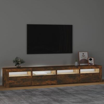 vidaXL TV-Schrank mit LED-Leuchten Räuchereiche 240x35x40 cm