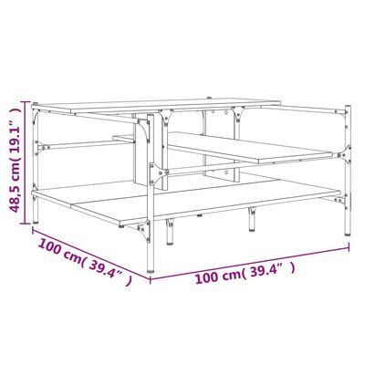 vidaXL Couchtisch Räuchereiche 100x100x48,5 cm Holzwerkstoff