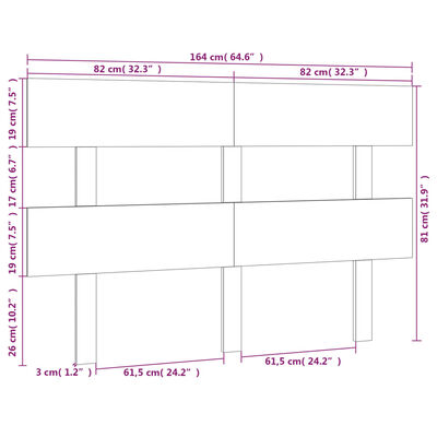 vidaXL Kopfteil Schwarz 164x3x81 cm Massivholz Kiefer