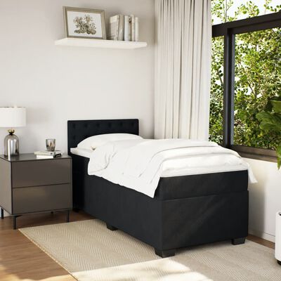 vidaXL Boxspringbett mit Matratze Schwarz Samt