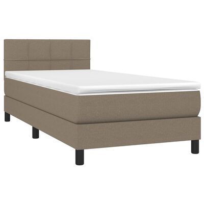 vidaXL Boxspringbett mit Matratze & LED Taupe 90x200 cm Stoff