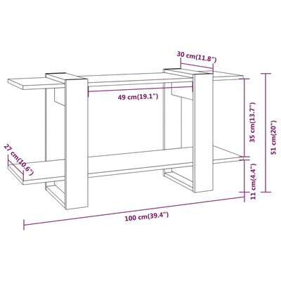 vidaXL Bücherregal Grau Sonoma 100x30x51 cm Holzwerkstoff