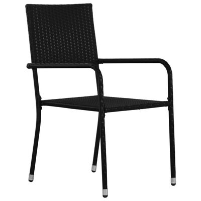 vidaXL Garten-Essstühle 2 Stk. Stapelbar Schwarz Polyrattan