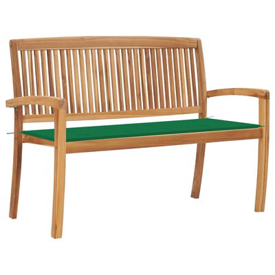 vidaXL Stapelbare Gartenbank mit Auflage 128,5 cm Massivholz Teak