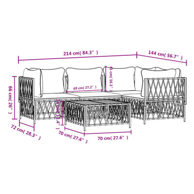 vidaXL 5-tlg. Garten-Lounge-Set mit Kissen Weiß Stahl