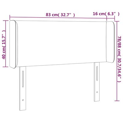 vidaXL Kopfteil mit Ohren Schwarz 83x16x78/88 cm Kunstleder