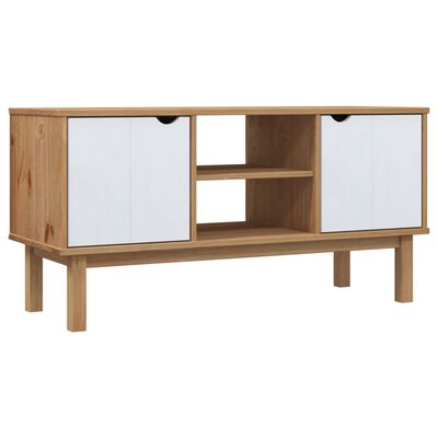 vidaXL TV-Schrank OTTA Braun&Weiß 113,5x43x57 cm Massivholz Kiefer