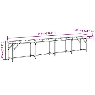 vidaXL Essbank Dunkelgrau 248x32x45 cm Stahl und Stoff