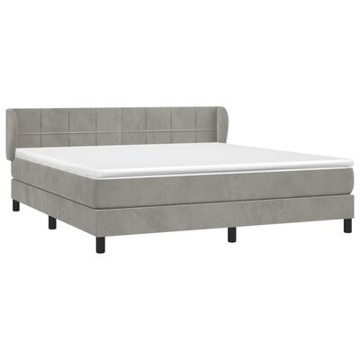 vidaXL Boxspringbett mit Matratze Hellgrau 160x200 cm Samt