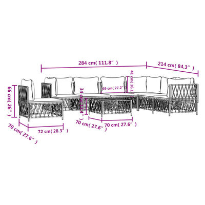 vidaXL 8-tlg. Garten-Lounge-Set mit Kissen Anthrazit Stahl