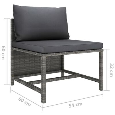 vidaXL 9-tlg. Garten-Lounge-Set mit Kissen Poly Rattan Grau