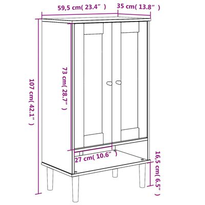 vidaXL Schuhschrank SENJA Rattan-Optik Braun 59,5x35x107cm Kiefernholz