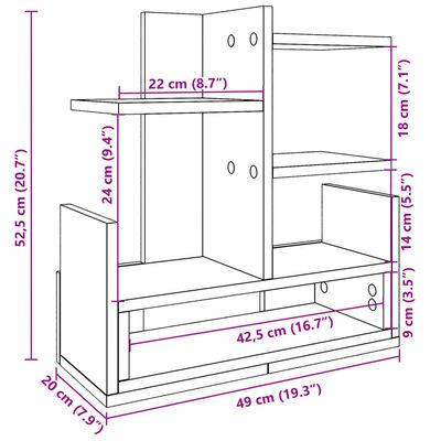 vidaXL Schreibtisch-Organizer Schwarz 49x20x52,5 cm Holzwerkstoff