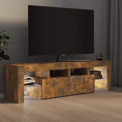 vidaXL TV-Schrank mit LED-Leuchten Räuchereiche 140x36,5x40 cm