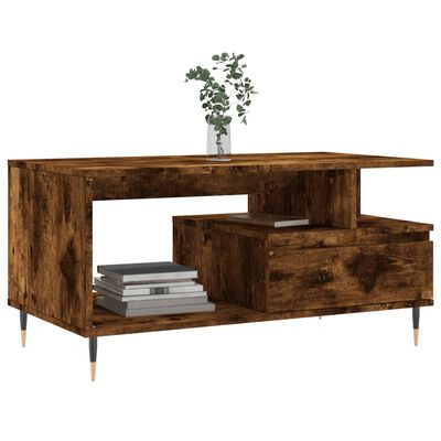 vidaXL Couchtisch Räuchereiche 90x49x45 cm Holzwerkstoff