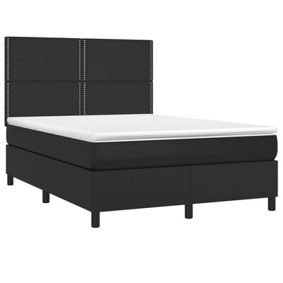 vidaXL Boxspringbett mit Matratze Schwarz 140x190 cm Kunstleder