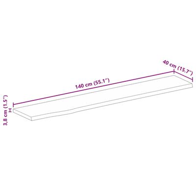 vidaXL Tischplatte mit Baumkante 140x40x3,8 cm Massivholz Mango