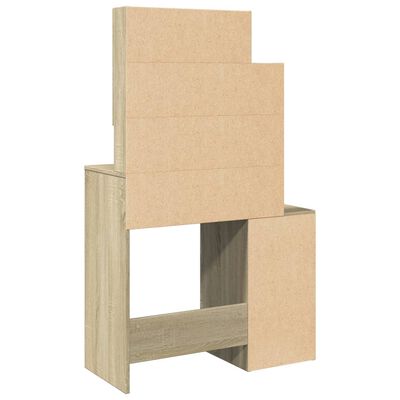 vidaXL Schminktisch mit Schrank Sonoma-Eiche 80x35x132 cm