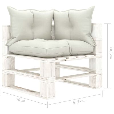 vidaXL 7-tlg. Paletten-Lounge-Set mit Kissen in Beige Holz