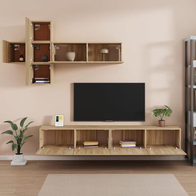 vidaXL 7-tlg. TV-Schrank-Set Sonoma-Eiche Holzwerkstoff