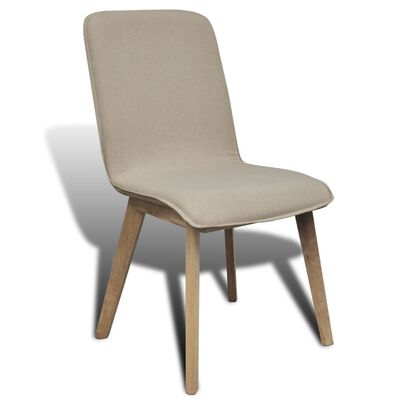 vidaXL Esszimmerstühle 6 Stk. Beige Stoff und Massivholz Eiche