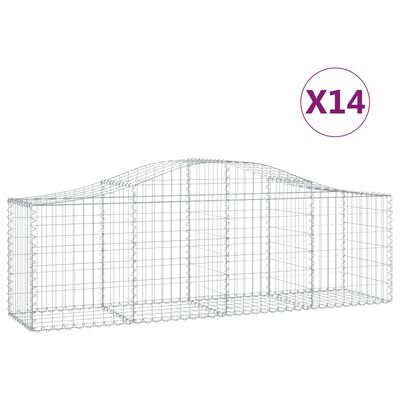 vidaXL Gabionen mit Hochbogen 14 Stk. 200x50x60/80 cm Verzinktes Eisen