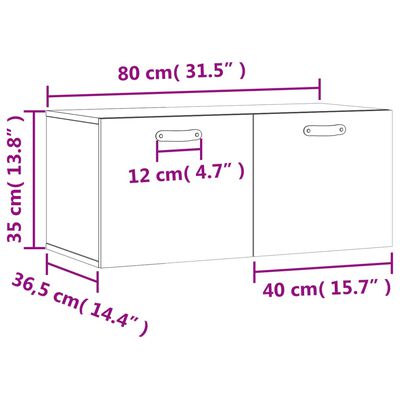 vidaXL Wandschrank Sonoma-Eiche 80x36,5x35 cm Holzwerkstoff