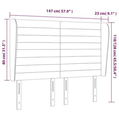 vidaXL Kopfteil mit Ohren Rosa 147x23x118/128 cm Samt