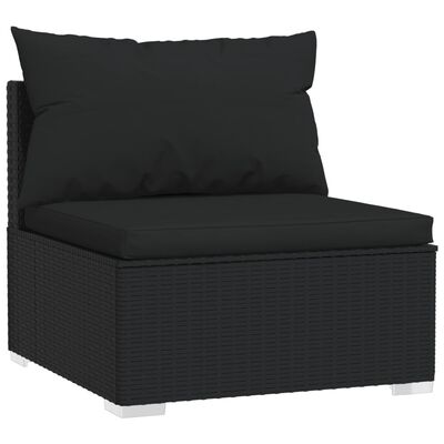 vidaXL 11-tlg. Garten-Lounge-Set mit Kissen Schwarz Poly Rattan