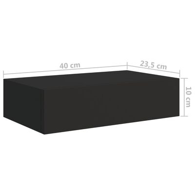 vidaXL Wandregale mit Schubladen 2 Stk. Schwarz 40x23,5x10 cm MDF