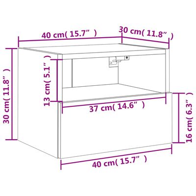 vidaXL TV-Wandschrank Braun Eiche-Optik 40x30x30 cm Holzwerkstoff