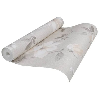 vidaXL Vliestapete 3D Blumenmuster Grau 10x0,53 m