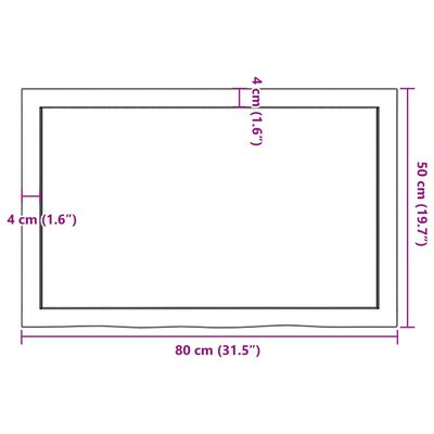 vidaXL Tischplatte 80x50x(2-6) cm Massivholz Eiche Unbehandelt