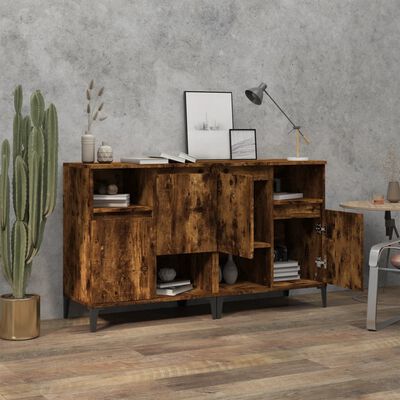 vidaXL Sideboards 2 Stk. Räuchereiche 60x35x70 cm Holzwerkstoff