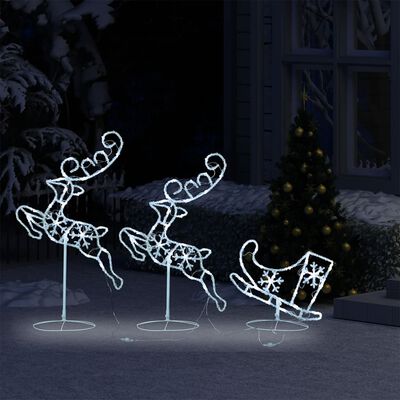 vidaXL Weihnachtsdeko LED Rentiere & Schlitten Acryl 260x21x87 cm