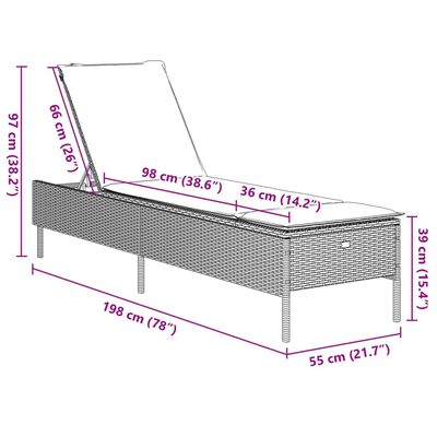 vidaXL Sonnenliege mit Auflage Beige Poly Rattan