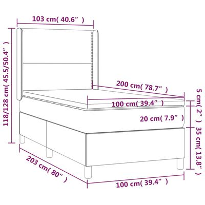 vidaXL Boxspringbett mit Matratze & LED Schwarz 100x200 cm Kunstleder