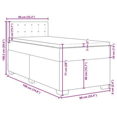 vidaXL Boxspringbett mit Matratze Weiß 90x190 cm Kunstleder