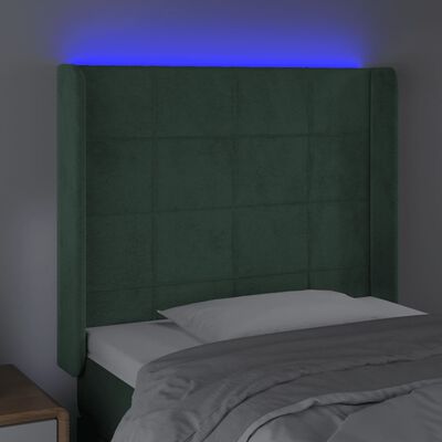 vidaXL LED Kopfteil Dunkelgrün 103x16x118/128 cm Samt