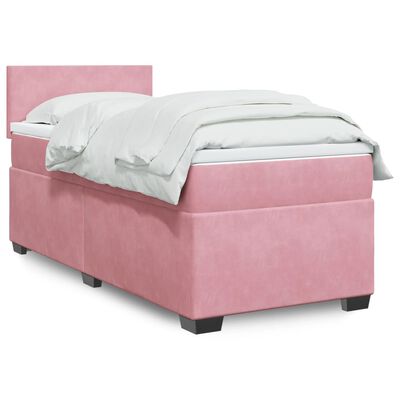 vidaXL Boxspringbett mit Matratze Rosa 100x200 cm Samt