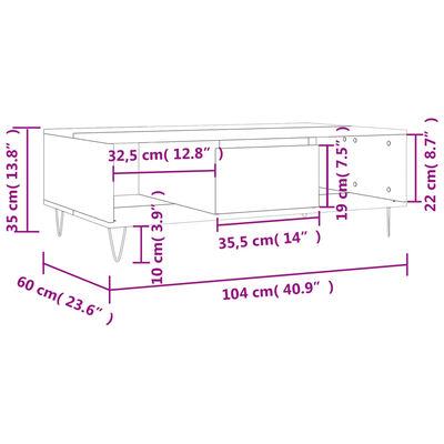 vidaXL Couchtisch Braun Eichen-Optik 104x60x35 cm Holzwerkstoff