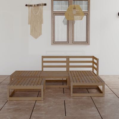 vidaXL 5-tlg. Garten-Lounge-Set Honigbraun Massivholz Kiefer