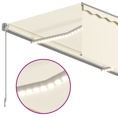 vidaXL Markise Automatisch mit Rollo LED Windsensor 4,5x3 m Creme