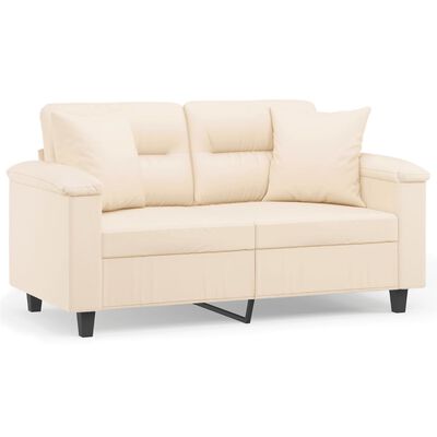 vidaXL 2-Sitzer-Sofa mit Kissen Beige 120 cm Mikrofasergewebe