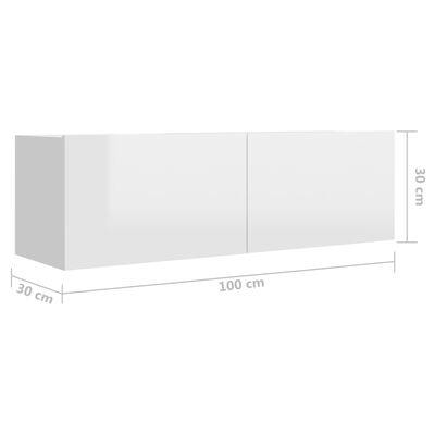 vidaXL 6-tlg. TV-Schrank-Set Hochglanz-Weiß Holzwerkstoff