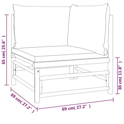 vidaXL 6-tlg. Garten-Lounge-Set mit Grünen Kissen Bambus