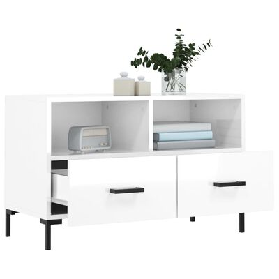 vidaXL TV-Schrank Hochglanz-Weiß 80x36x50 cm Holzwerkstoff