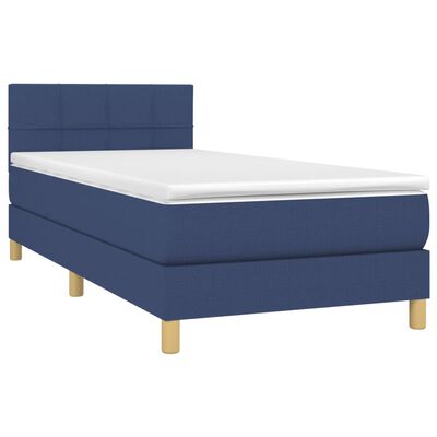 vidaXL Boxspringbett mit Matratze & LED Blau 90x190 cm Stoff