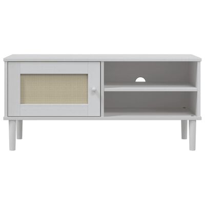 vidaXL TV-Schrank SENJA Rattan-Optik Weiß 106x40x49 cm Kiefernholz