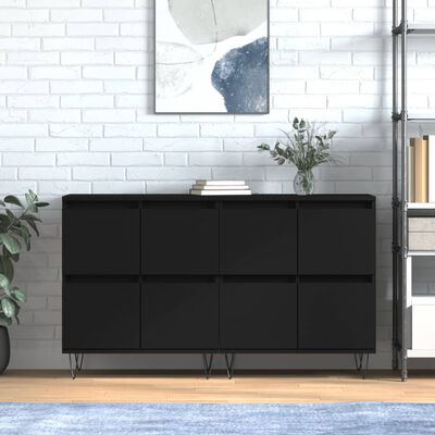 vidaXL Sideboards 2 Stk. Schwarz Holzwerkstoff